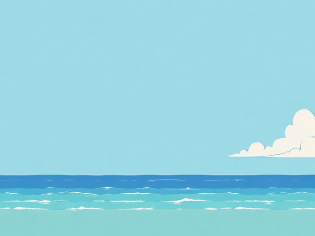 A peaceful Bingo beach with a blue sky and gentle waves